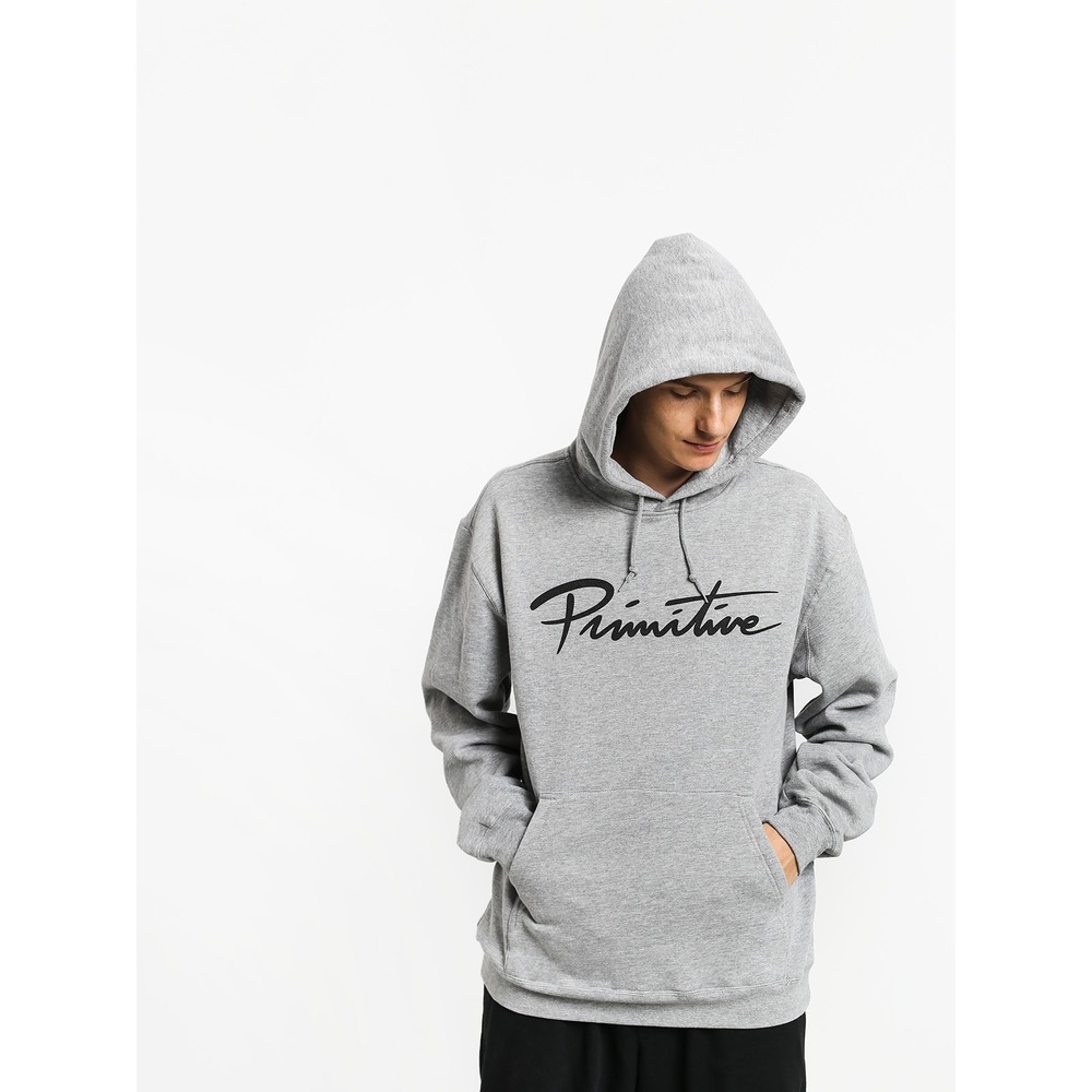 Primitive Skateboarding Nuevo Script Hoodie in Heather Grey, Men's Size M